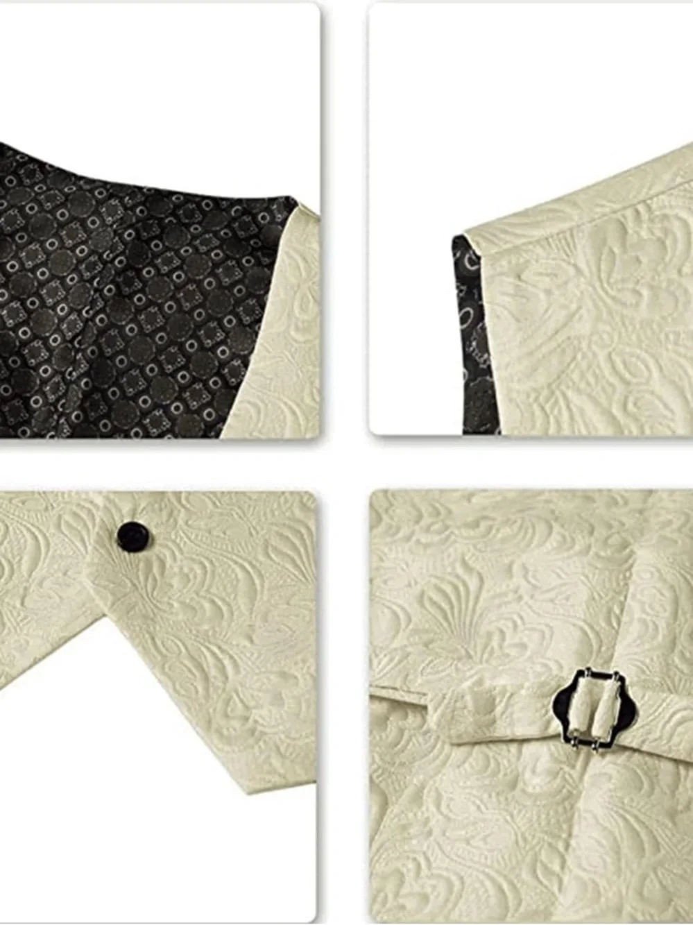 Cream Tuxedo Jacket with Black Shawl Lapel and Matching Vest